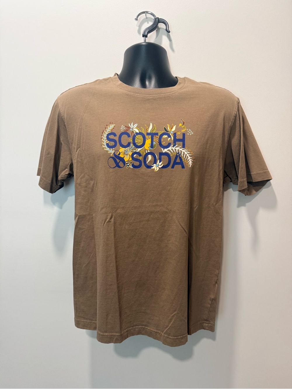 Scotch & Soda Brown Tee with Blue & Yellow Logo